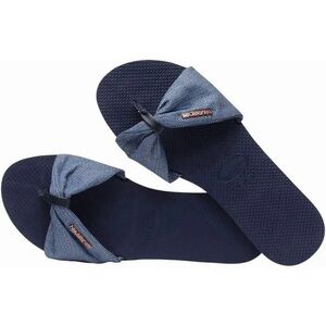 Havaianas You St. Tropez Women's Bow Thong Sandals, Size: 10/10.5 Dark Blue